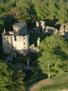 Vue aérienne du château de Ranrouët
